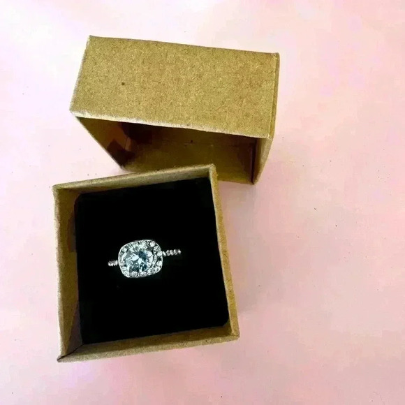 Cubic zirconia travel ring, dainty 1ct. With box.
